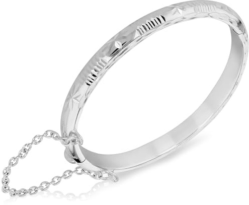 Tuscany Silver Kinder-Armreif aus Sterlingsilber mit feinem Diamantschliff, 5 mm, gemustert, 40 mm