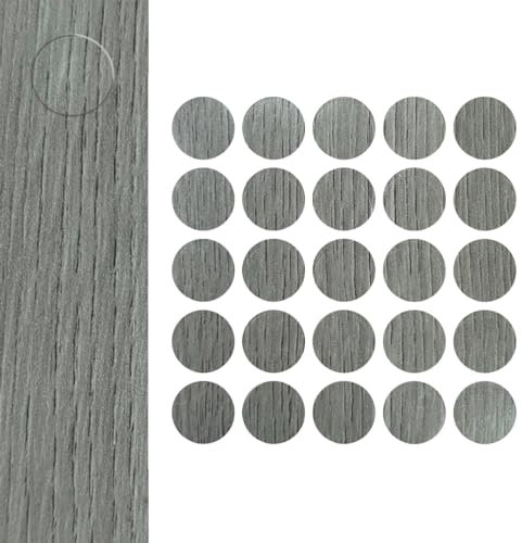 DecoMeister Selbstklebende Abdeckkappen für Möbel Möbelpflaster Aufkleber Klebepunkte Bohrloch Abdeckung Schraubenabdeckung Ø 14mm Durchmesser à 25 Stück Graue Eiche