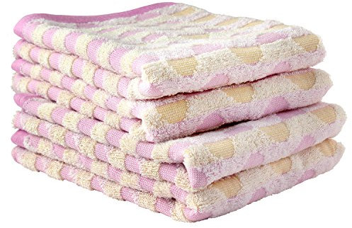 HIORIE Imabari Handtuch, 4-teiliges Handtuch-Set, japanische Handtücher, Rosa, 100% Baumwolle, schnelltrocknend, leicht, karibisches Muster, Größe:33,8 x 79,8 cm