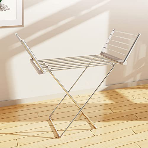 Calentador de toallas de 230 W con alas, tendedero eléctrico con calefacción, tendedero plegable y secador estable, 18 barras calentadas, tendedero de bajo consumo 147x53x94 cm, plateado beautiful