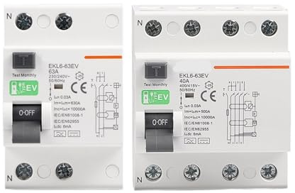 Disjoncteur de Fuite RCCB EV 2P 4P, 1 pièce, adapté à la Station de Recharge de Voiture Evse RCD 40A 63A 30ma EKL6-63EV 10KA Rail Din (Size : KL4-3b, Color : 40A)