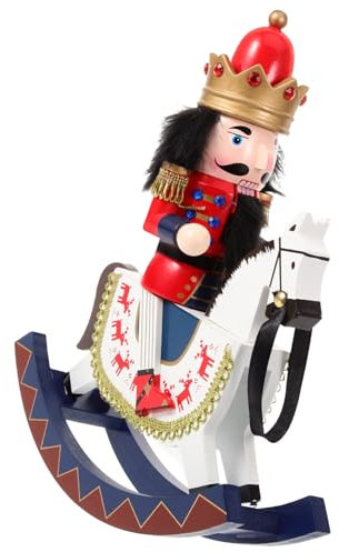 ifundom Weihnachts-Nussknacker- Hölzerner Soldat-Nussknacker Auf Schaukelpferd Traditionelle Nussknacker-Verzierung Für Weihnachtstischregal