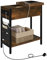 EUGAD Table d'appoint avec Prise, Bout de Canapé avec Station de Charge, Plateau Rabattable, Pochette de Rangement, 2 Ports USB+2 Prises, Marron Rustique, 0004CHJ