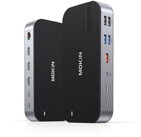 USB C Docking Station 3 HDMI, 16 in 1 Docking station zwei Monitor, Laptop Docking station drei Displays mit USB A/C 3.1, USB 3.0/2.0, 100 W PD, Ethernet, Audio&Mikrofon, SD&MicroSD für Lenovo MacBook