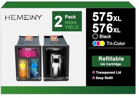 HEMEINY 575XL 576XL Nachfüllbare Tintenpatrone Ersatz für Canon PG-575XL CL-576XL Tinten, funktioniert mit PIXMA TS3550i TS3551i TR4750i TR4751i Drucker