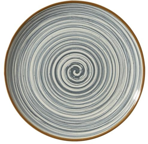 METRO Professional plato llano de cerámica de gres Madleen, 26 cm, gris, borde oscuro, apilable, resistente a las manchas