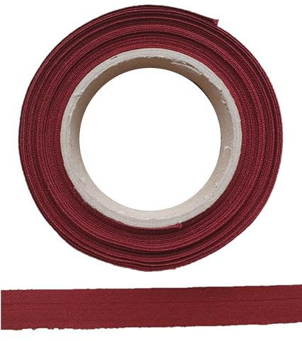 ME:NaMa Schrägband aus 100% Baumwolle - 10 m x 18 mm (gefalzt) - Hochwertiges Einfassband, Baumwollband, Schrägband - Ideal zum DIY-Nähen - In Belgien hergestellt, auf Einer Rolle (Weinrot)