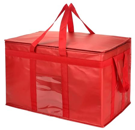 Yalin Grande borsa termica in polistirene per mantenere i cibi caldi o freddi, borsa riutilizzabile con doppia cerniera per la spesa, 58,4 x 38,1 x 35,6 cm (larghezza x altezza x profondità), rosso