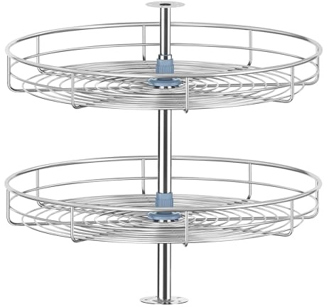 JOWBOOW 53,5 cm Chrom-Eckschrank, Lazy Susan, Vollkreis-Eckschrank, Lazy Susan, Ersatzregale, drehbares Regal für Oberschrank, Küche, passend für Schränke über 58,4 cm