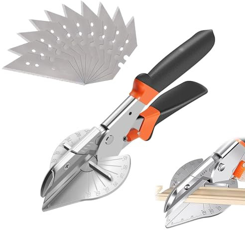 Tijeras de inglete 45-135 grados - cortador angular para PVC, madera y plástico con 10 cuchillas