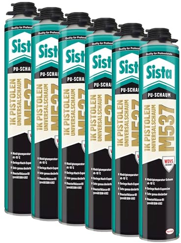 Sista M537 1K-Pistolen Universalschaum zur Montage von Fenstern und zum Einsatz im WDVS, 6x 750ml