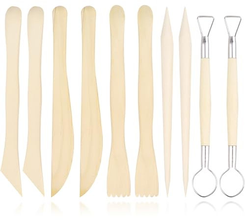 HDGSAFD 10 herramientas de arcilla, accesorios de arcilla, herramientas de cerámica, herramientas de modelado de arcilla, herramientas de modelado de arcilla (color madera)