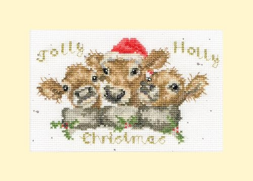 Bothy Threads The Home Of Happy Stitching Grußkarte Kreuzstich Stickpackung, Fröhliche Holly