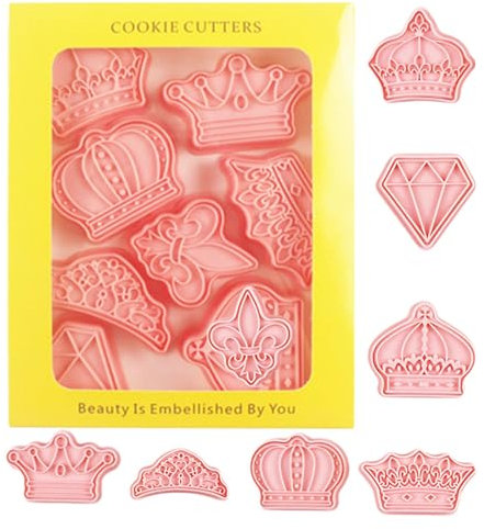 Kronen-Ausstechformen, Stempel, Kronen-Ausstechformen für Kekse | Prinzessin Krone Ausstecher - 8 Stück Cartoon-Spaß-Plätzchenform, Fondant-Ausstechformen, Backformen, Kronen-Präge-Ausstechformen für