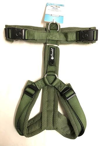 Petlando Hundebrustgeschirr Mesh Y-Comfort Olive L (Halsumfang 46-80 cm, Brustumfang 56-82 cm)