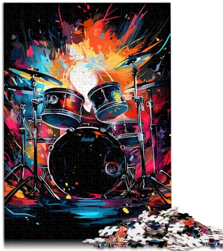 Puzzle für farbenfrohes psychedelisches Schlagzeug, 1000-teiliges Puzzle aus Holz, ganze Familie, 1000 Teile (50 x 75 cm)