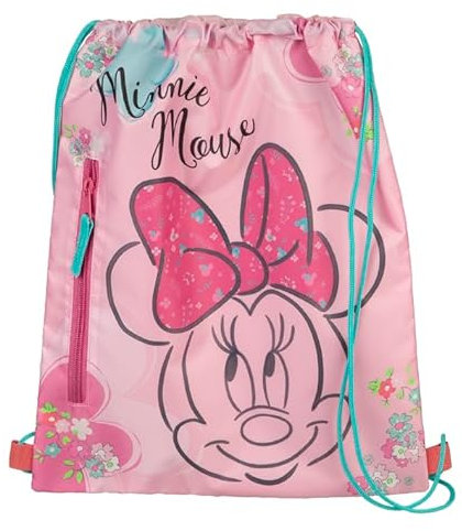 Undercover Minni Mouse Turnbeutel, Kinder, Jugendliche, mit Reißverschlusstasche, ca. 32 x 41 cm, für Schule, Reisen, Sport