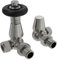 NRG Traditional Corner Central Heating Radiator Valve 15mm Thermostatic Lockshield Valves Satin Nickel