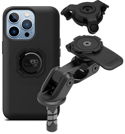 Quad Lock Motorcycle Fork Stem Phone Mount PRO Kit with Vibration Dampener and iPhone 13 Pro MAG Case