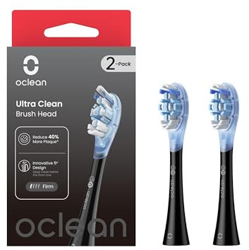 Oclean Ultra Clean Bürstenkopf 2 Pack, Weicher Gummi Ersatzbürstenkopf mit DuPont Borsten für Oclean elektrische Zahnbürste, Aufsteckzahnbürsten mit Zungenreiniger geeignet für Oclean Schallzahnbürste