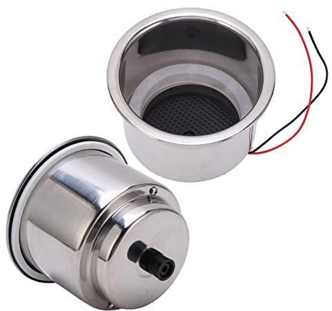 Portavasos LED RT 8 LED de Acero Inoxidable con Orificio de Drenaje para Barco Marino, Portavasos LED para Montaje en Taza de Mesa, 2 uds. (LED Verde)