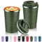 Volhoply 380ml 13oz Stainless Steel Insulated Travel Coffee Mug with Fip Lid Bulk 2 Pack,Reusable Double Wall Vacuum Metal Coffee Cup,Portable Leak Proof Tumbler for Hot & Cold Drinks(Army Green,2)