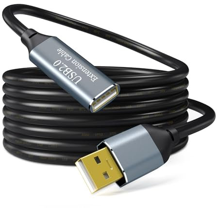 SSS·GRGB Active USB Extension Cable 16.4FT, USB 2.0 Type A Male to A Female Cord, High Speed 480 Mbps with 1 Extension Chipsets Signal Booster Repeater Cable-16.4FT