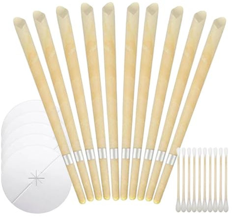 CPJJ Set Di 10 Candele Per Orecchie Con Cera d'Api Naturale Biologica, Kit Per La Salute Delle Orecchie Bloccate (Giallo)