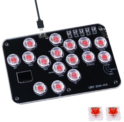 DO-CAM Manette sans levier Arcade Stick R16, contrôleur d'arcade stick pour PC/PS3/PS4/Steam/Switch, Arcade Stick Street Fight avec fonction Turbo et RVB personnalisé (prend en charge Hot Swap et