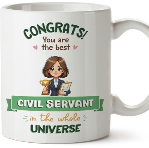 MUGFFINS Civil Servant Woman Mug - in English - Best in Universe Trophy - Funny Gift for Colleagues - Ceramic 11oz Mug