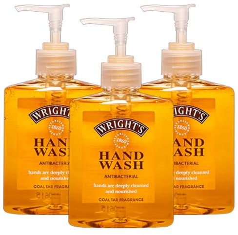 Wright's Hand Wash, Coal Tar Fragrance, Antibacterial, Hands are Deeply Cleaned and Nourished, 3 x 250ml Pump Bottles | Multipack | Click '𝗖𝘂𝘀𝘁𝗼𝗺𝗶𝘀𝗲 𝗡𝗼𝘄' Button for More Bulk Buy Option