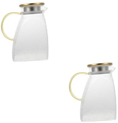 Cabilock 2 Piezas Dispensador De Jarra De Agua Fría De Vidrio Exprimidor Transparente Frasco De Jugo Botella De Agua Reutilizable Con Filtro Para Derrames De Viaje Botellas De