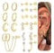 Roheafer Gold Hoop Studs Earring Sets for Women, 14K Gold Plated Huggie Hoop Earrings, Surgical Steel Flat Back Earring Studs, Stackable Cartilage Flatback Earring Stacks for Multiple Piercing