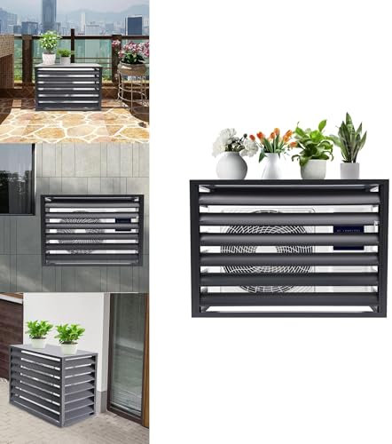 Ywanwj air source heat pump cover 1.5P outdoor condenser protective cover aluminum air conditioning cover Hide Air Con Noise Reduction Multifunctional plant rack will make you durable outdoors