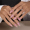 KQueenest Chrome Light Pink Press on Nails Almond Medium, Glitter False Nails with Glue, Sparkly Bling Fake Nails Press ons Stiletto, Glossy Opaque, Reusable Soft Gel Stick on Nail for Women, 24 Pcs