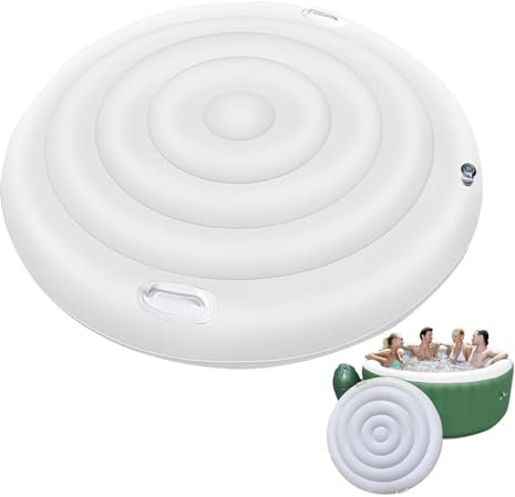 Whirlpools Abdeckung, Ø160 cm Thermoabdeckung für Whirlpools, Aufblasbare Abdeckung für Whirlpools, Winddichter & Regenfester, Schnelles und Einfaches Aufblasen und Entleeren, Whirlpoolzubehör