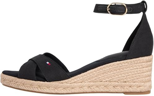 Tommy Hilfiger Donna Sandali Wedge con Tacco a Zeppa, Nero (Black), 41