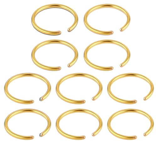 Tucnoeu 10 Stück Fake Gold Nose Rings, 8mm Edelstahl Nasenpiercing, Fake Piercing, Fake Nose Ring, Septumpiercing Piercingschmuck