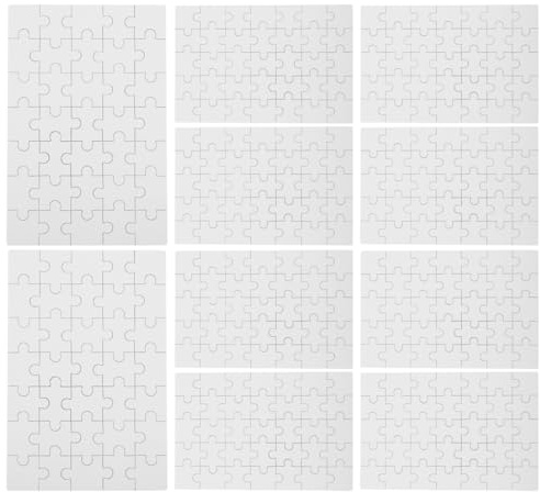 Sewroro 10 Sheets Sublimation Transfer Puzzle Blank Puzzle pieces for Crafts Heat Transfer Blank Diy Blanks for Family Gatherings Party Games and Creative Gift Making