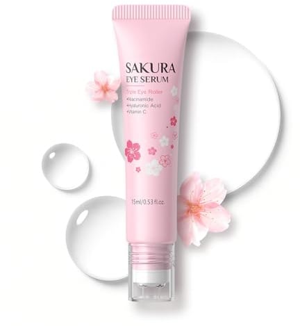 Sakura Augenserum & Augencreme gegen Falten und Augenringe,Sakura Eye Sreum mit Niacinamid,Feuchtigkeitsspendende für trockene Haut,Reduziert dunkle Augenringe und Tränensäcke,Augenpflege für Frauen