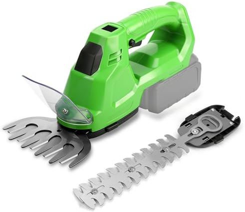 Akku-Heckenschere & Grasschere 2-in-1 Kompatibel mit Makita 18V Akku (ohne Batterie), 200W Elektro-Strauchschere mit Akkuanzeige und 2 Aufsatzklingen zum Trimmen von Sträuchern und Gras