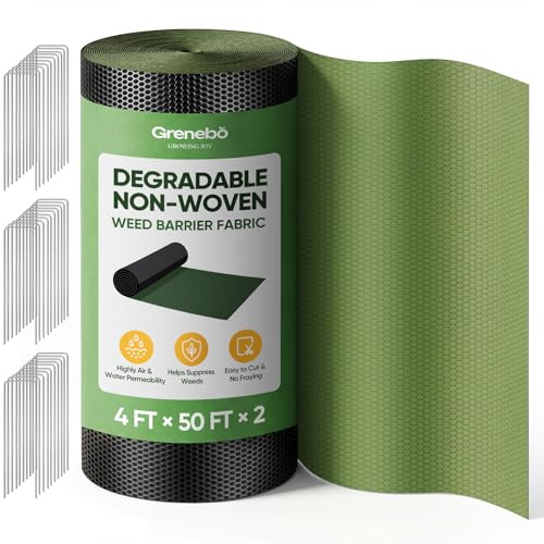 Grenebo Unkrautvlies, 1,2 m x 30 m, strapazierfähiges Vlies, atmungsaktiv und wasserdurchlässig, franst Nicht aus und lässt Sich leicht zuschneiden und verlegen