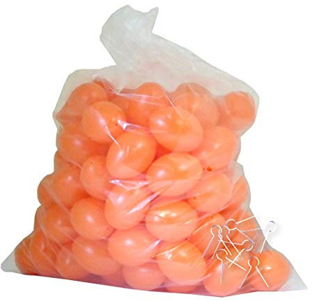 Prell Ostereier Plastik/Kunststoff mit Aufhänger/Aufhängeösen, Eier, Deko, Osterdekoration, zum Bemalen und Dekorieren ca. 60mm 100 Stück orange