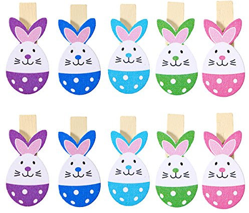 LUOEM 10 Stücke Ostern Foto Clips Osterhase Wäscheklammer