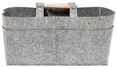 KORBOND Kreationen Hochwertiger grauer Filz-Tragetasche -26,5 cm x 41 cm x 4,5 cm, Caddy mit flachem Boden und Tragegriffen - Bastelaufbewahrung, Windel- / Wickeltasche/Organizer, Kinderzimmerde