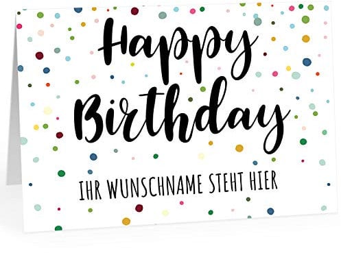 XXL Geburtstagskarte (A4) | PERSONALISIERT | Buntes Konfetti | mit Umschlag | Glückwunsch zum Geburtstag | Klappkarte mit Ihrem Wunsch-Text | personalisierte Grußkarte | Maxikarte extra groß