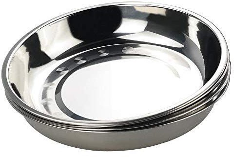 Hommp 4 Stück 25,4 cm Edelstahl-Teller/Camping-Metall-Speiseteller