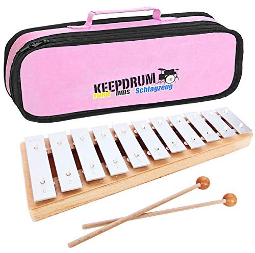 Sonor GP Glockenspiel Sopran für Kinder + keepdrum MB01PK Tasche Pink Rosa