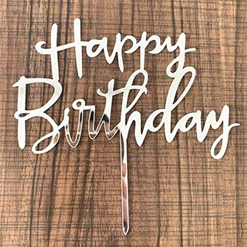 Rose Gold & Silver Glittery Happy Birthday Cake Topper for Party Decorations, Cake Decorations Supplies