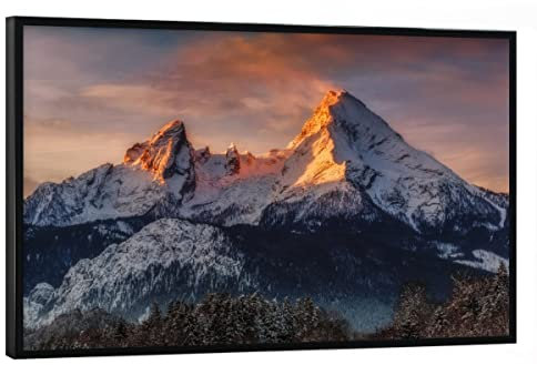 artboxONE Poster mit schwarzem Rahmen 90x60 cm Natur Natur Watzmann - Bild watzmann Berge Landschaft